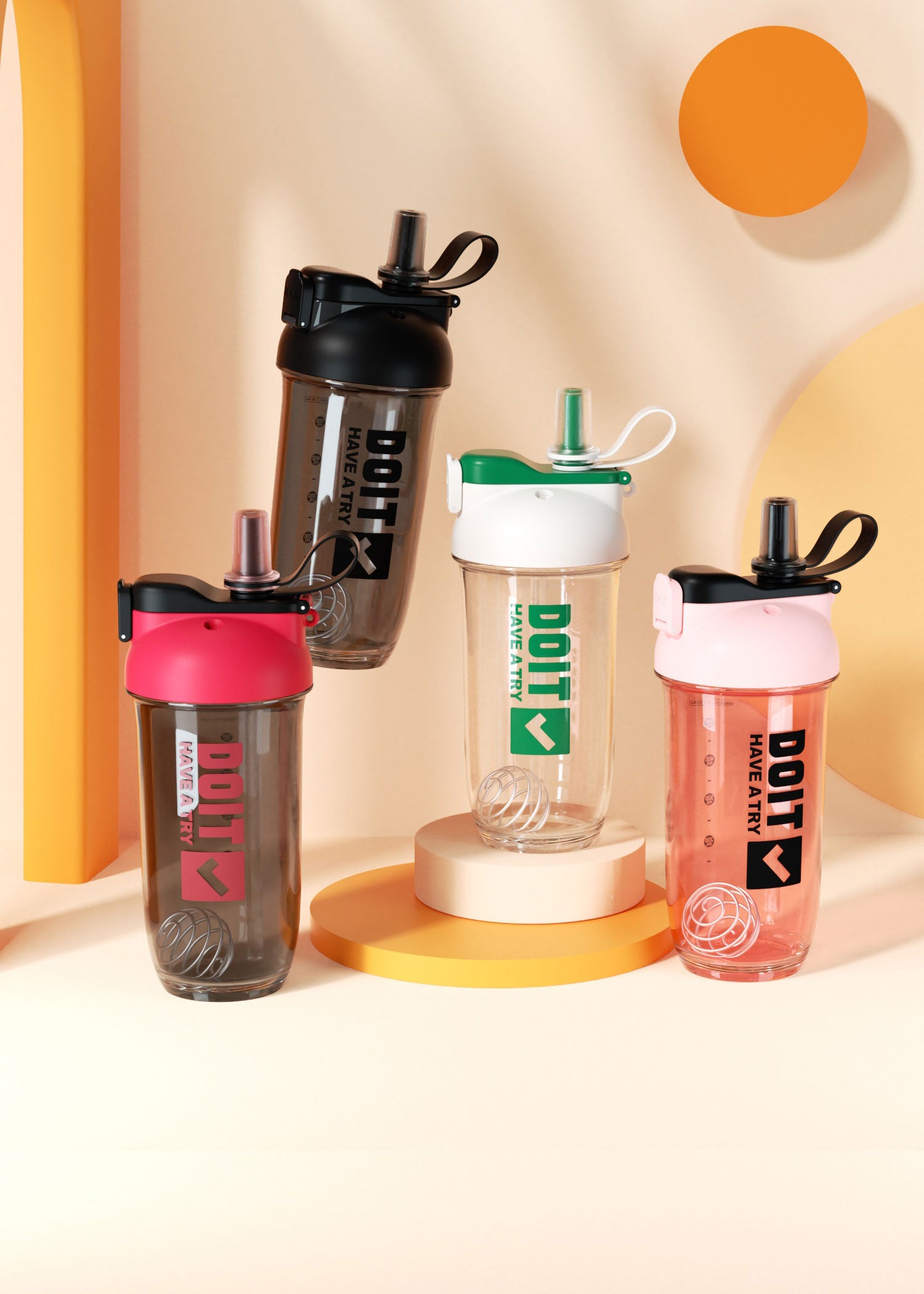 Tritan Shaker Bottle 750ml with straw